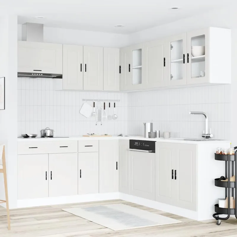 Virtuvinių spintelių komplektas, 11 dalių, Porto, balta