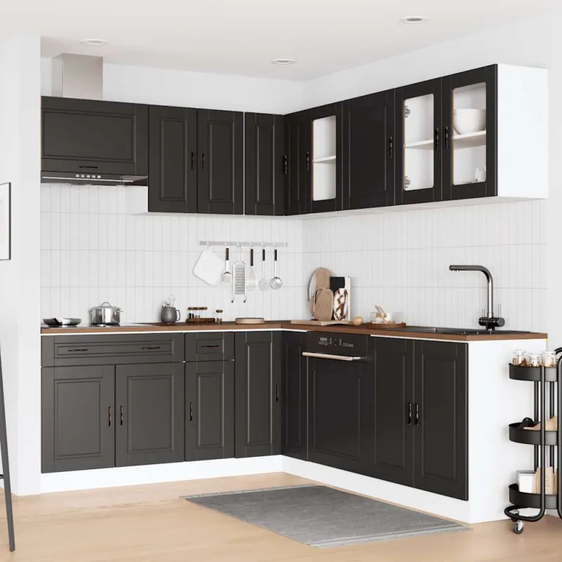 Virtuvinių spintelių komplektas, 11 dalių, Porto, juoda