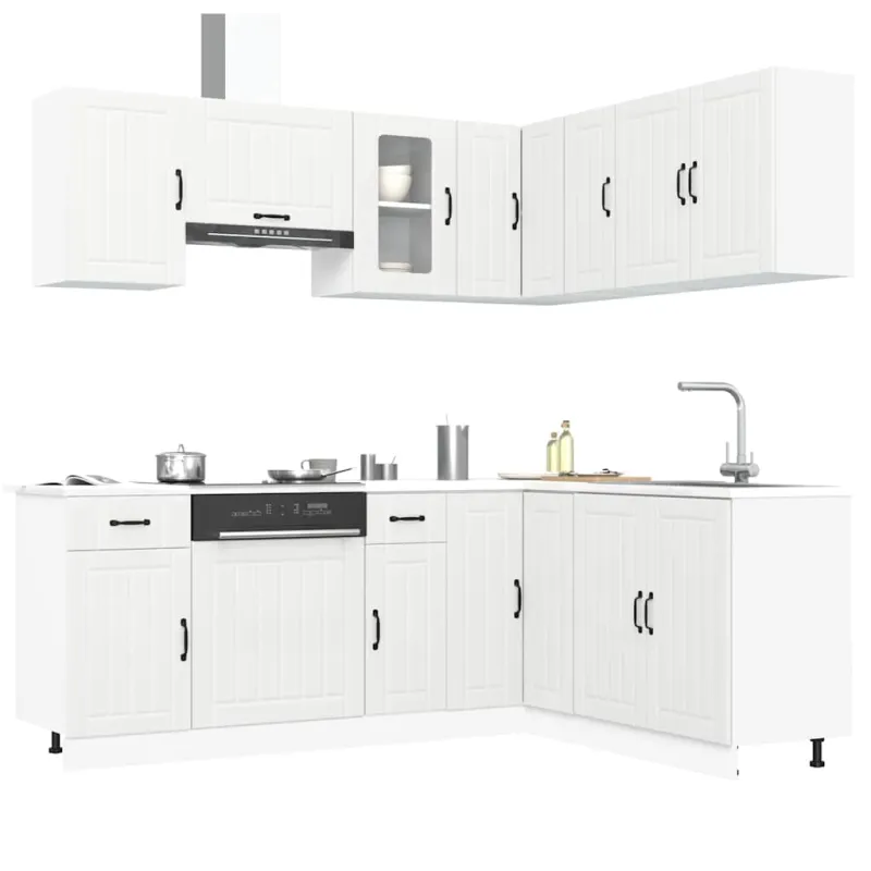Virtuvinių spintelių komplektas, 11 dalių, Kalmar, balta