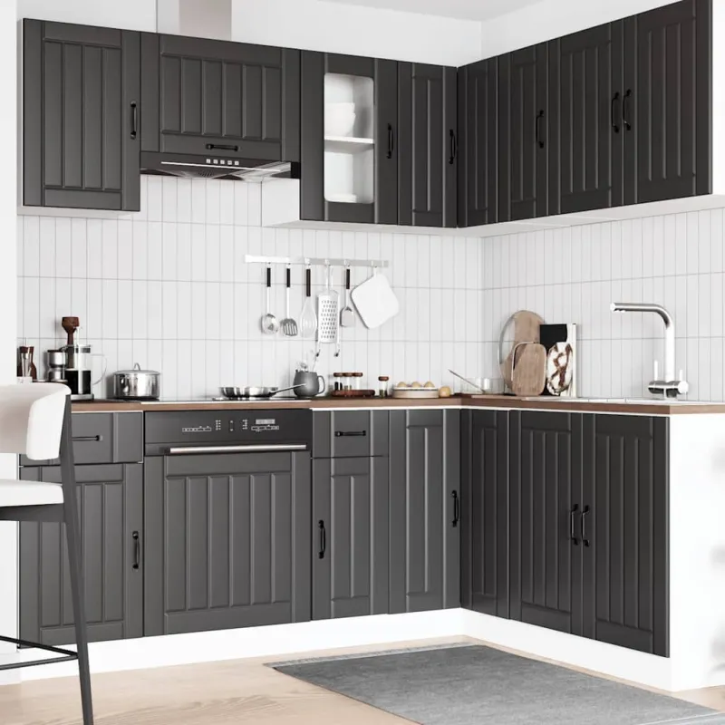 Virtuvinių spintelių komplektas, 11 dalių, Kalmar, juoda