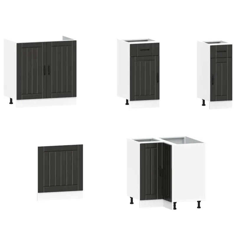 Virtuvinių spintelių komplektas, 11 dalių, Kalmar, juoda
