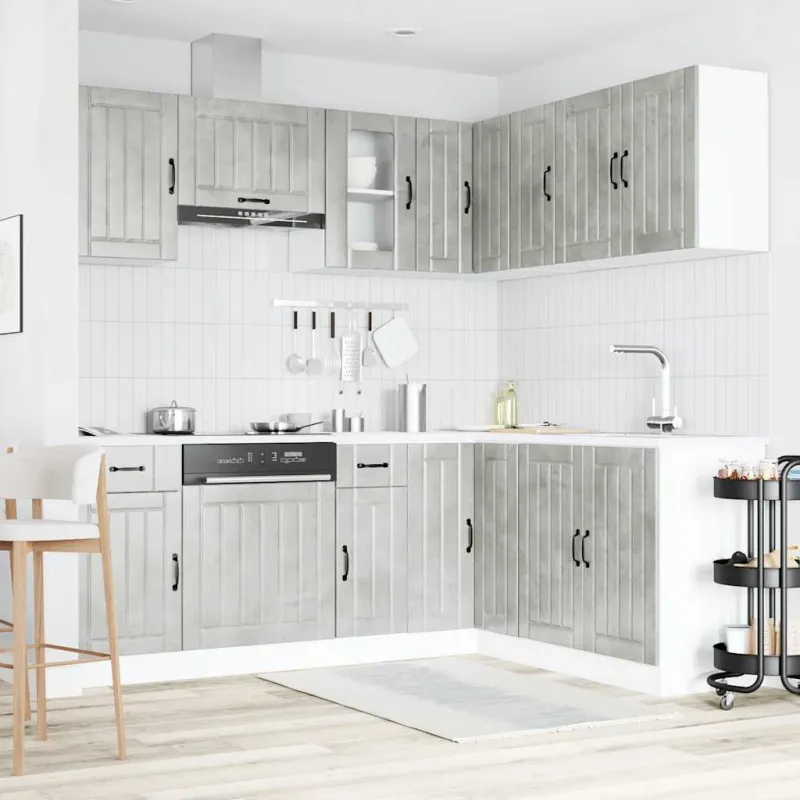 Virtuvinių spintelių komplektas, 11 dalių, Kalmar, betono pilka