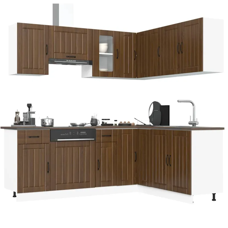 Virtuvinių spintelių komplektas, 11 dalių, Kalmar, ruda