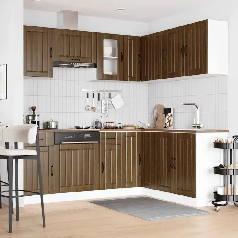 Virtuvinių spintelių komplektas, 11 dalių, Kalmar, ruda