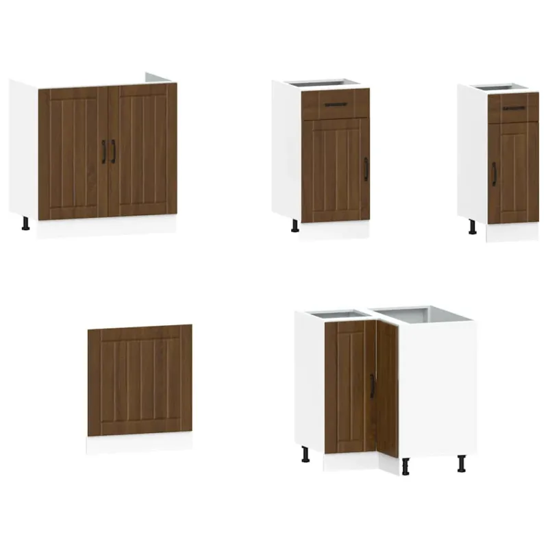 Virtuvinių spintelių komplektas, 11 dalių, Kalmar, ruda