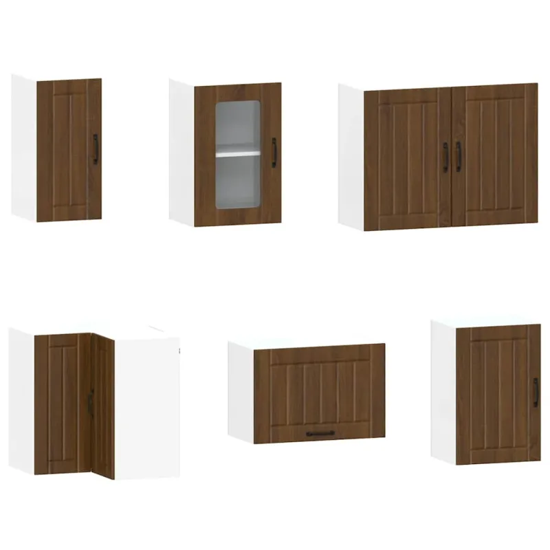 Virtuvinių spintelių komplektas, 11 dalių, Kalmar, ruda