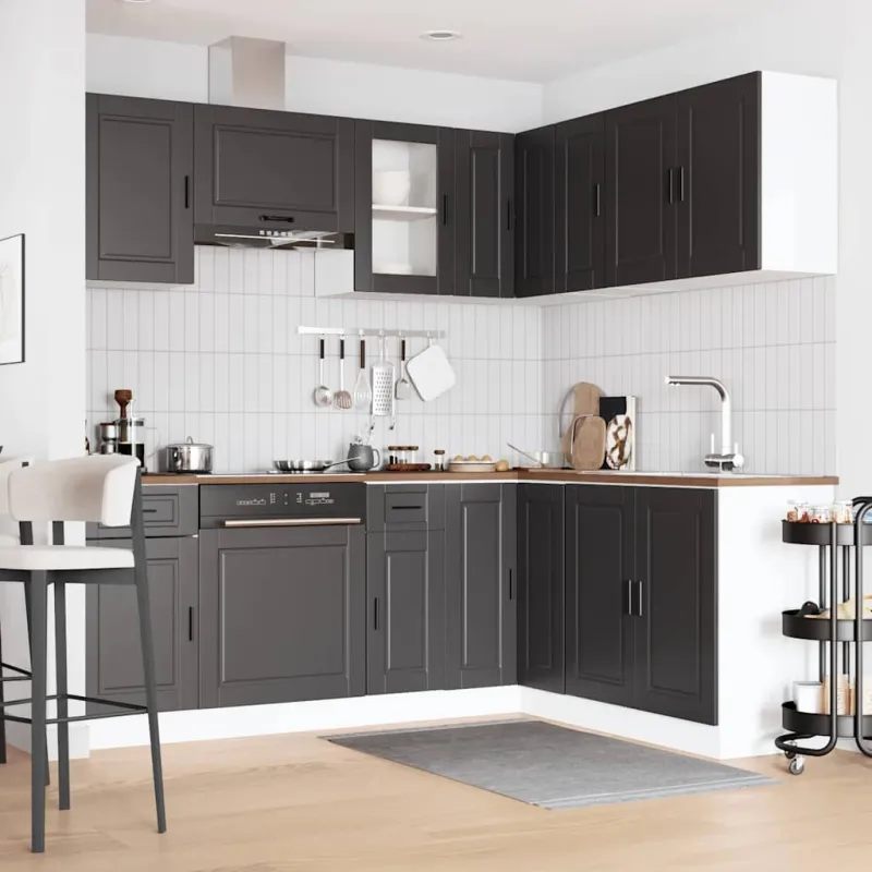 Virtuvinių spintelių komplektas, 11 dalių, Porto, juoda