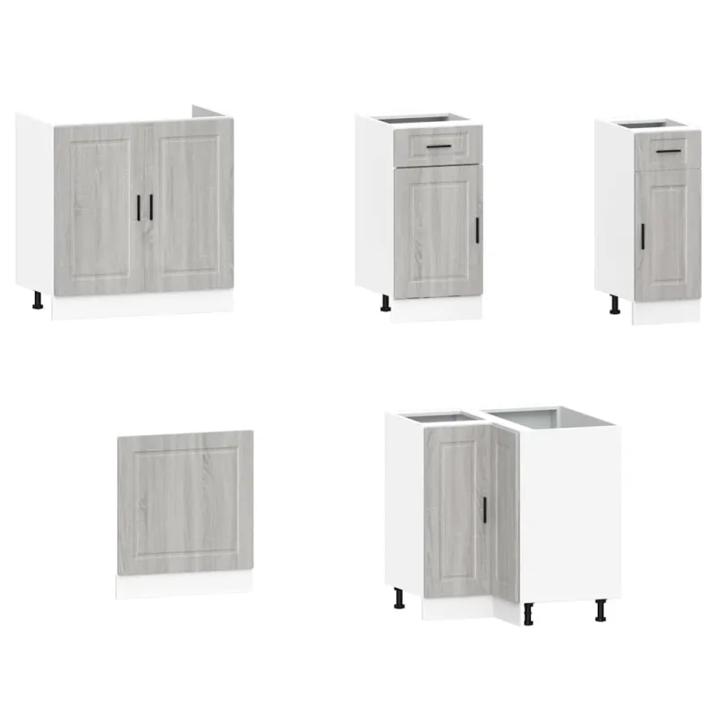 Virtuvinių spintelių komplektas, 11 dalių, Porto, pilka