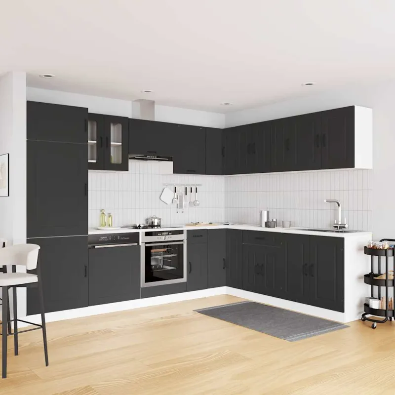 Virtuvinių spintelių komplektas, 14 dalių, Kalmar, juoda