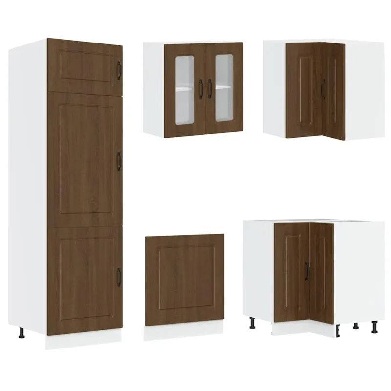 Virtuvinių spintelių komplektas, 14 dalių, Kalmar, ruda