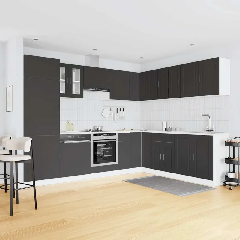 Virtuvinių spintelių komplektas, 14 dalių, Porto, juoda
