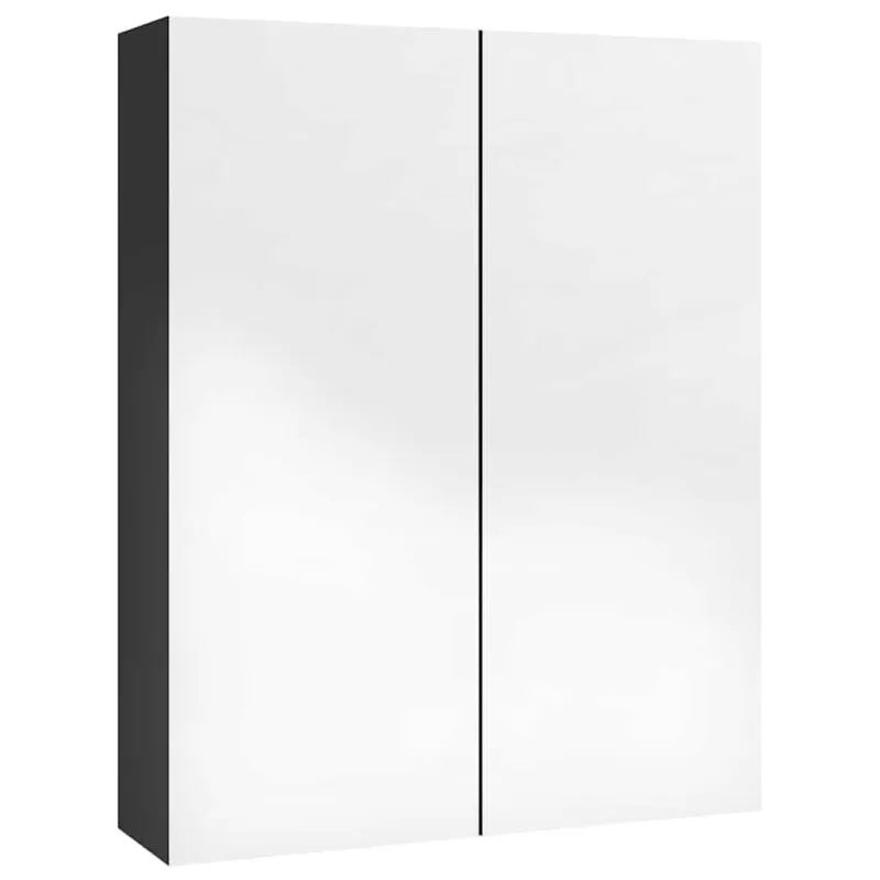 Veidrodinė vonios spintelė, juoda, 60x15x75cm, MDF, blizgi