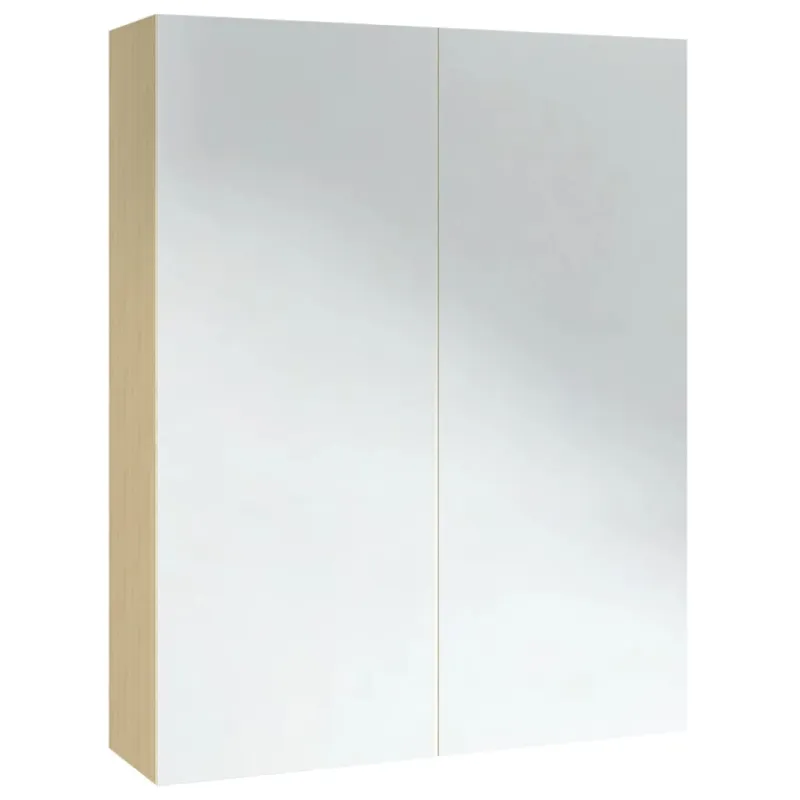 Veidrodinė vonios spintelė, balta ir ąžuolo, 60x15x75cm, MDF