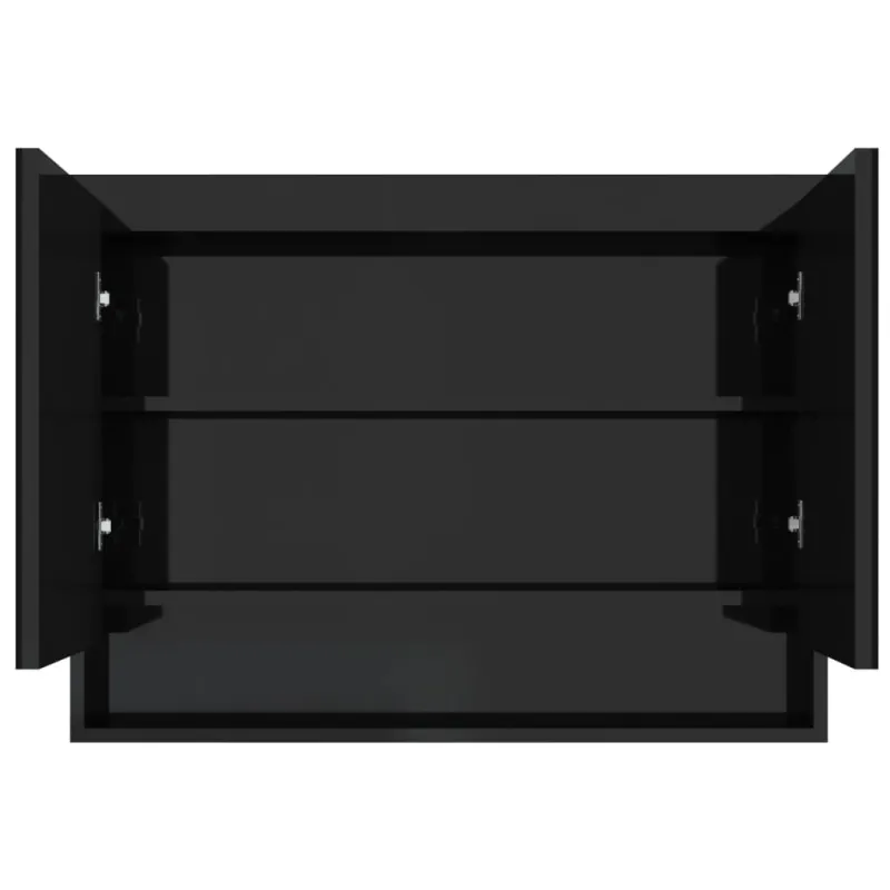 Veidrodinė vonios spintelė, juoda, 80x15x60cm, MDF, blizgi