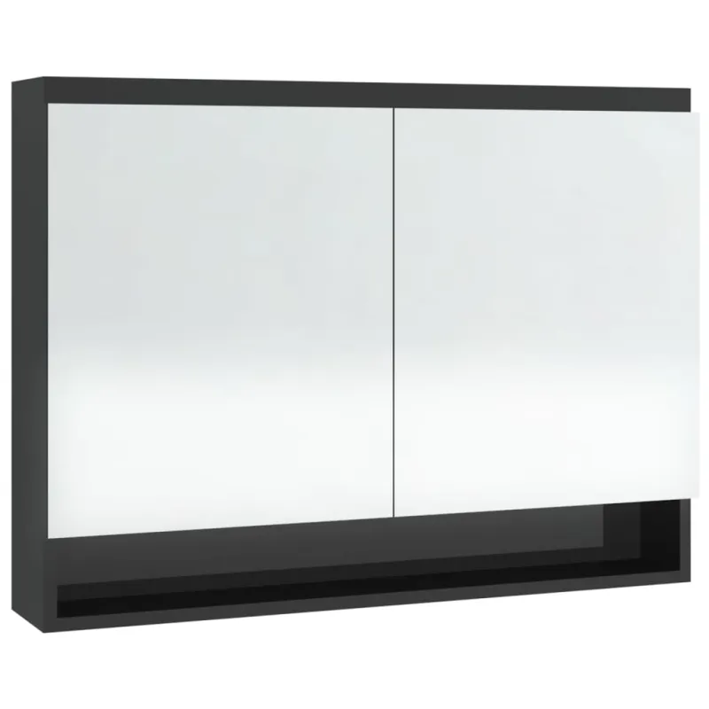 Veidrodinė vonios spintelė, juoda, 80x15x60cm, MDF, blizgi