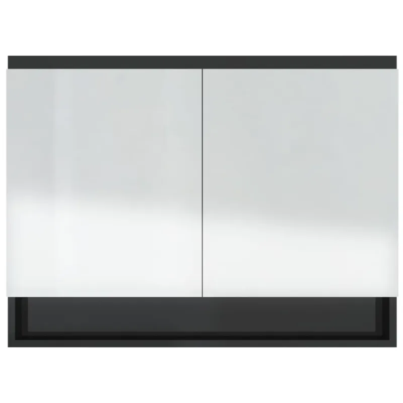 Veidrodinė vonios spintelė, juoda, 80x15x60cm, MDF, blizgi