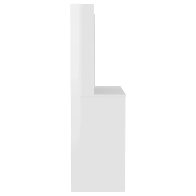 Kosmetinis staliukas su LED, blizgus baltas, 100x40x135cm, MDF