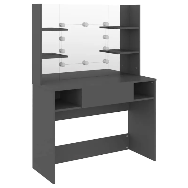Kosmetinis staliukas su LED, pilkas, 100x40x135cm, MDF