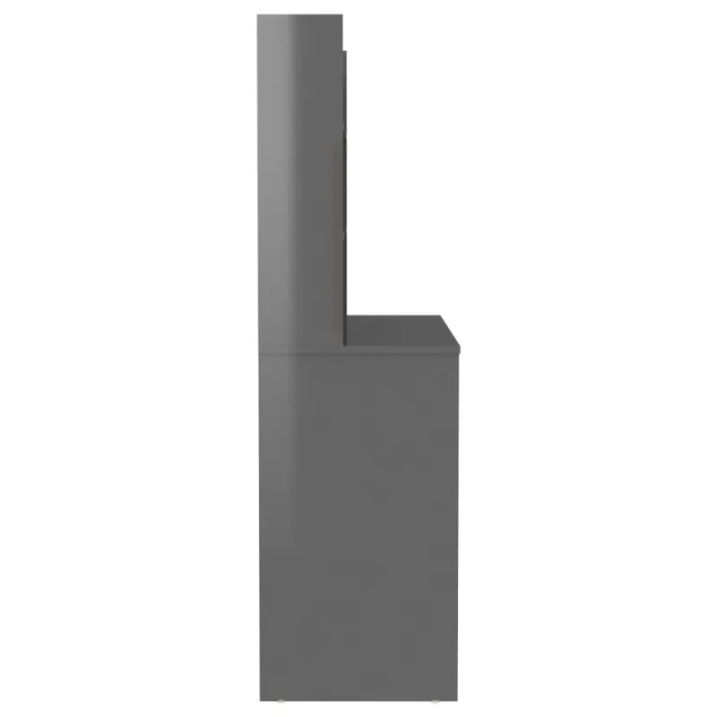 Kosmetinis staliukas su LED, blizgus pilkas, 100x40x135cm, MDF