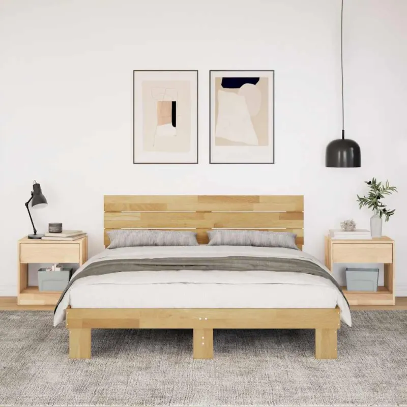 lovos rėmas su galvūgaliu be čiužinio 135x190 cm ąžuolo masyvo