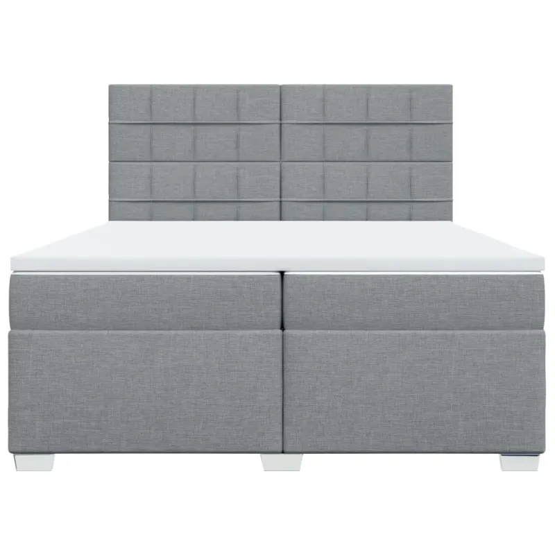 Lova su spyruoklėmis ir čiužiniu, pilka, 200x200cm, audinys
