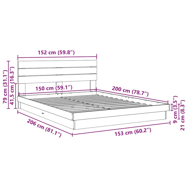 lovos rėmas su galvūgaliu be čiužinio 150x200 cm ąžuolo masyvo