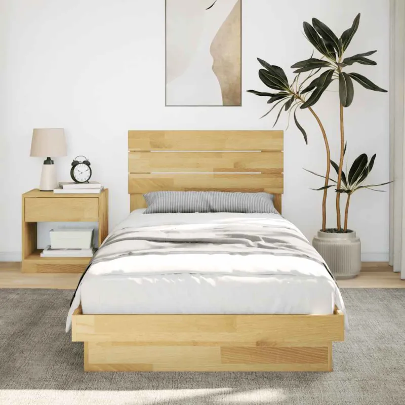 lovos rėmas su galvūgaliu be čiužinio 100x200 cm ąžuolo masyvo