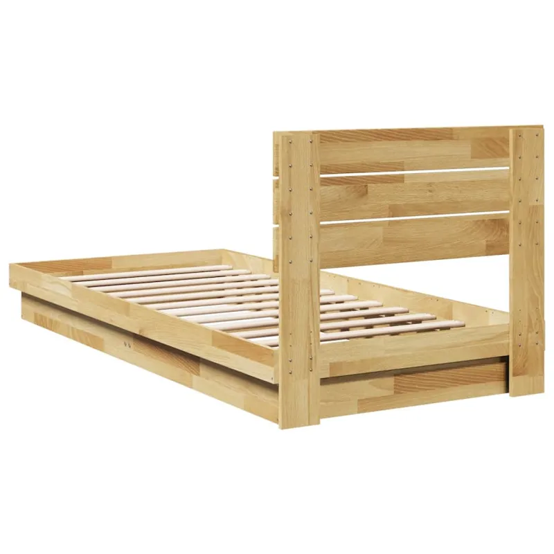 lovos rėmas su galvūgaliu be čiužinio 75x190 cm ąžuolo masyvo