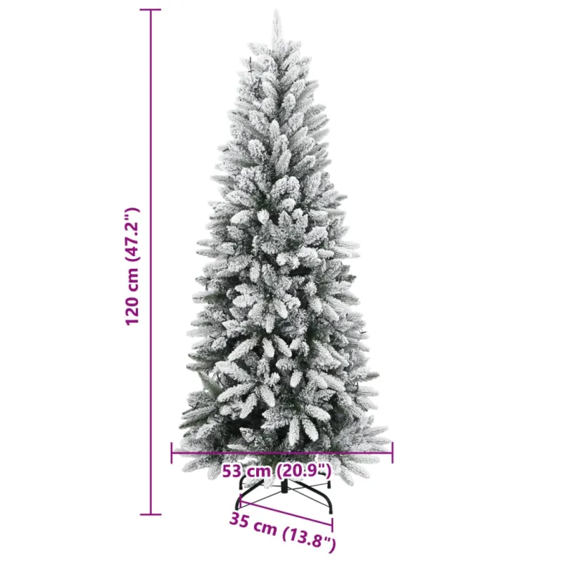 Dirbtinė Kalėdų eglutė su 150 LED lempučių ir sniegu, 120cm