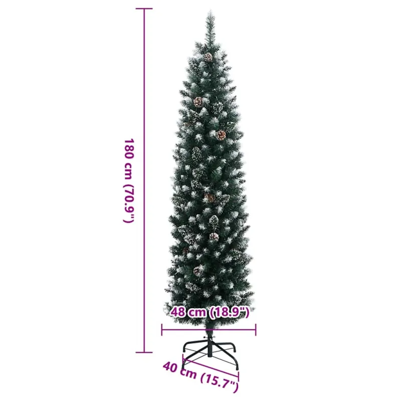 Dirbtinė siaura Kalėdų eglutė, 300 LED, 180cm