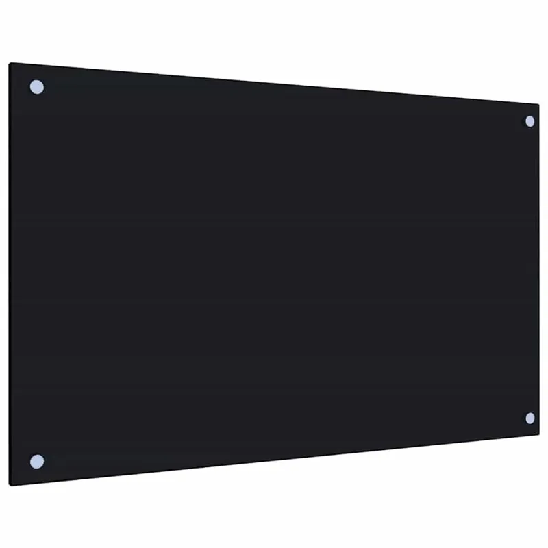 Virtuvės sienelės, 2vnt., juodos, 80x50cm, grūdintas stiklas