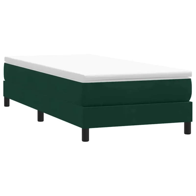 Box Spring Lova be čiužinio Tamsiai žalia 80x210 cm aksomas