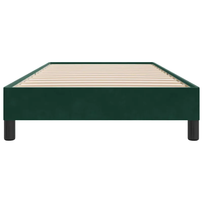 Box Spring Lova be čiužinio Tamsiai žalia 80x210 cm aksomas