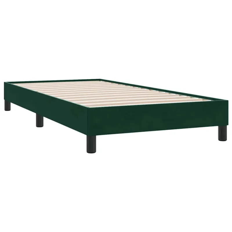 Box Spring Lova be čiužinio Tamsiai žalia 80x210 cm aksomas