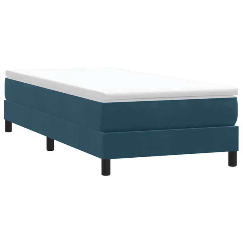Box Spring Lova be čiužinio Tamsiai mėlyna 80x210 cm aksomas