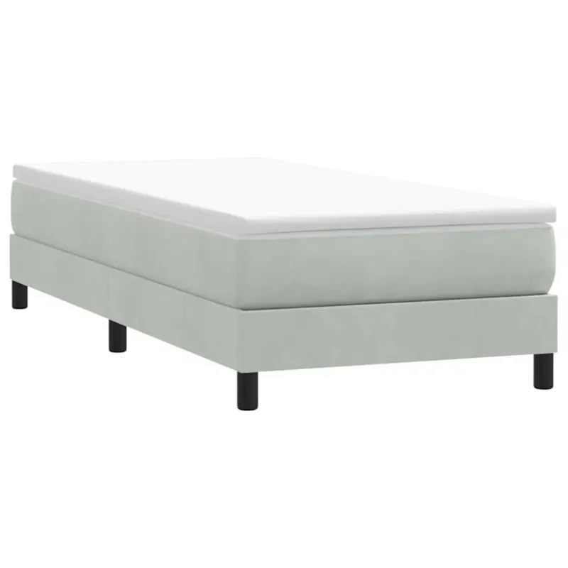 Box Spring Lova be čiužinio Šviesiai pilka 90x210 cm aksomas