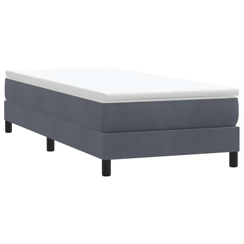 Box Spring Lova be čiužinio Tamsiai pilka 90x210 cm aksomas