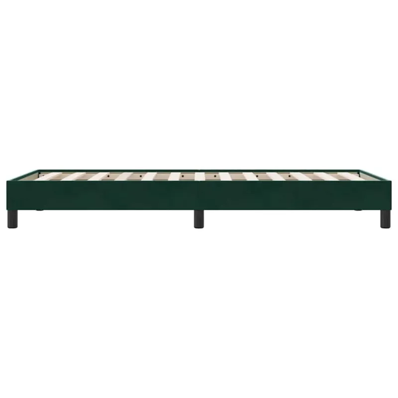 Box Spring Lova be čiužinio Tamsiai žalia 90x210 cm aksomas