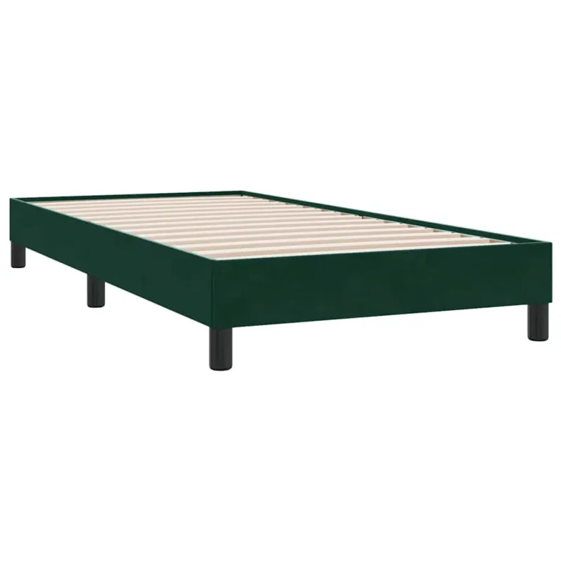 Box Spring Lova be čiužinio Tamsiai žalia 90x210 cm aksomas