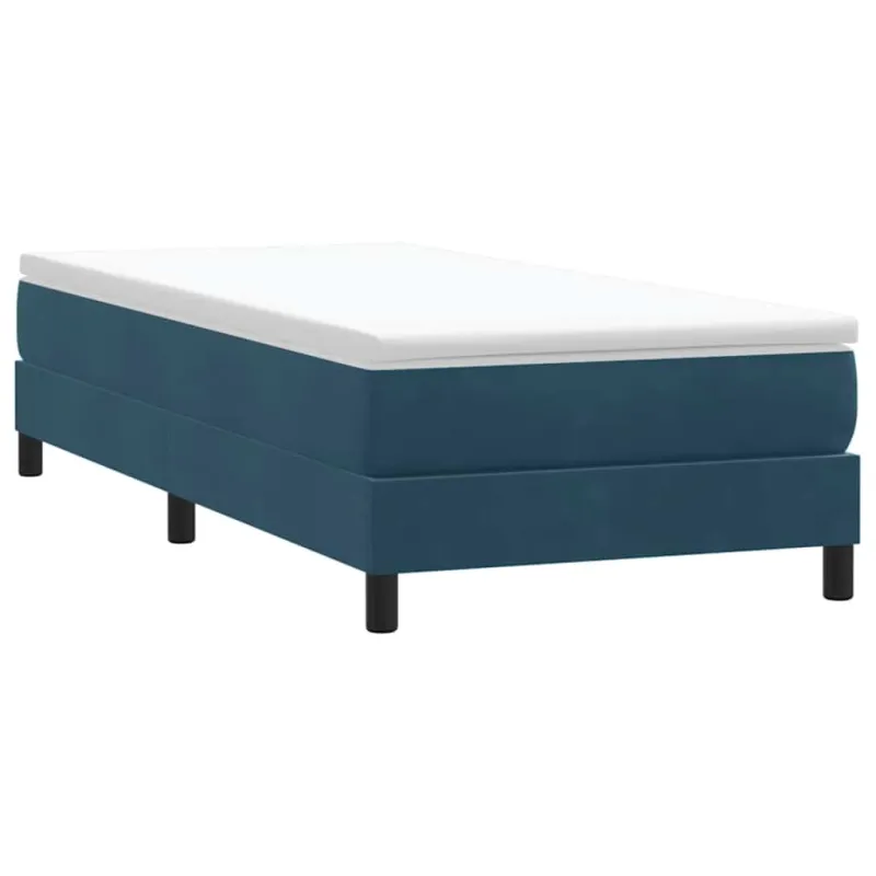 Box Spring Lova be čiužinio Tamsiai mėlyna 90x210 cm aksomas