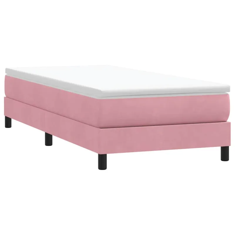 Box Spring Lova be čiužinio Rožinė 90x210 cm aksomas