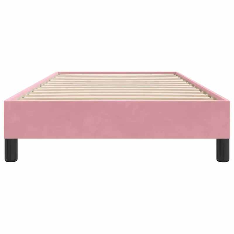 Box Spring Lova be čiužinio Rožinė 90x210 cm aksomas