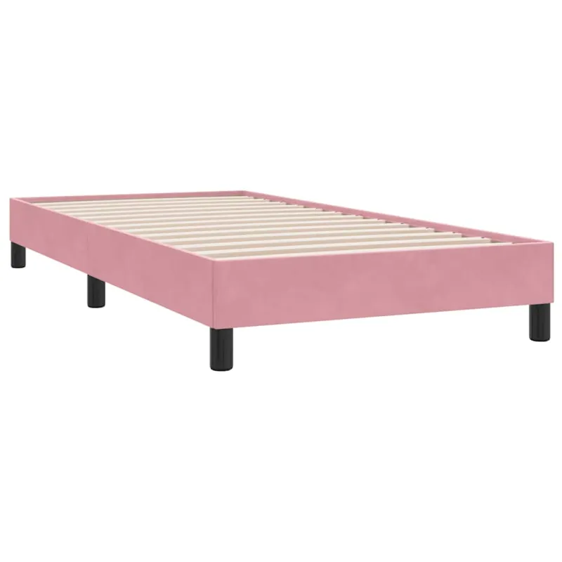 Box Spring Lova be čiužinio Rožinė 90x210 cm aksomas