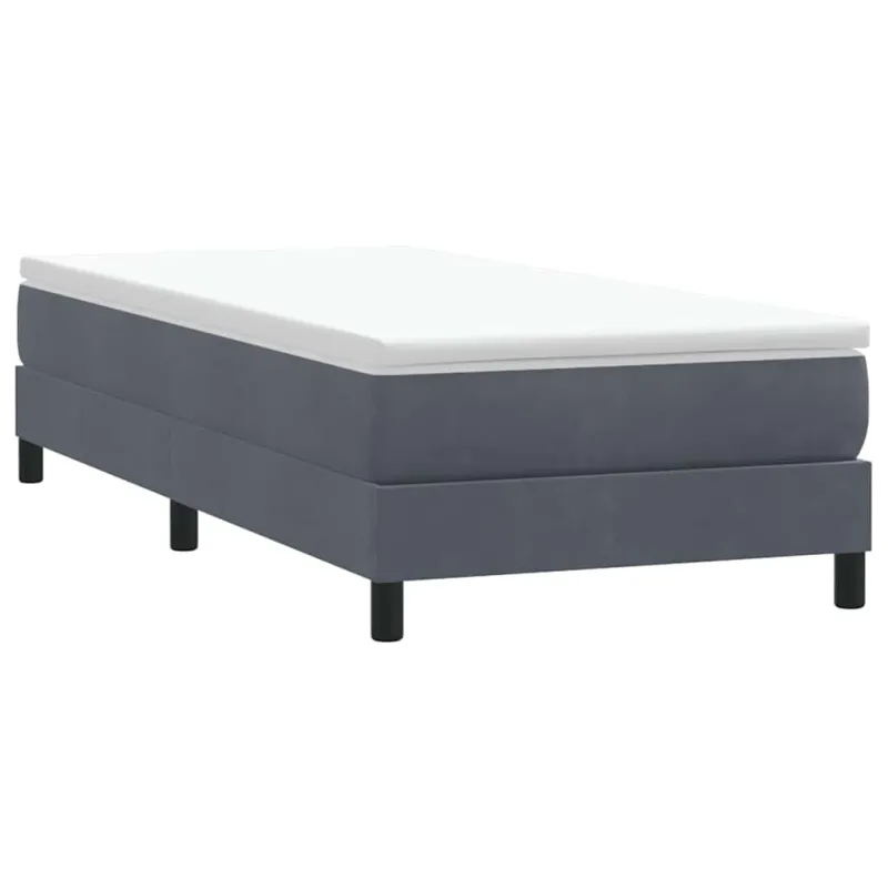 Box Spring Lova be čiužinio Tamsiai pilka 100x210 cm aksomas
