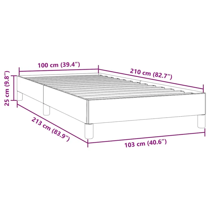 Box Spring Lova be čiužinio Tamsiai pilka 100x210 cm aksomas
