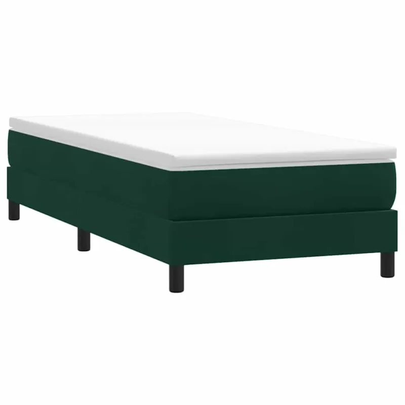 Box Spring Lova be čiužinio Tamsiai žalia 100x210 cm aksomas