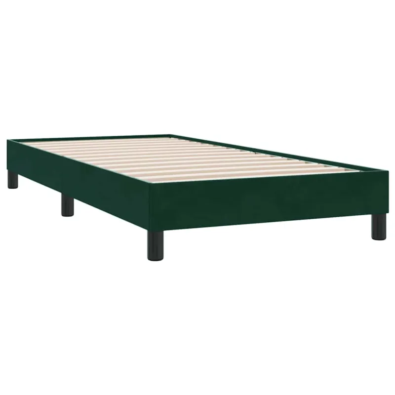 Box Spring Lova be čiužinio Tamsiai žalia 100x210 cm aksomas