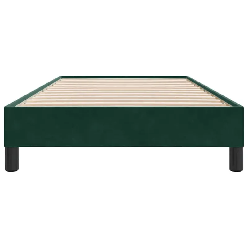 Box Spring Lova be čiužinio Tamsiai žalia 100x210 cm aksomas