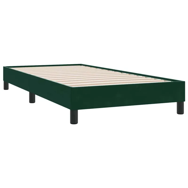 Box Spring Lova be čiužinio Tamsiai žalia 100x210 cm aksomas