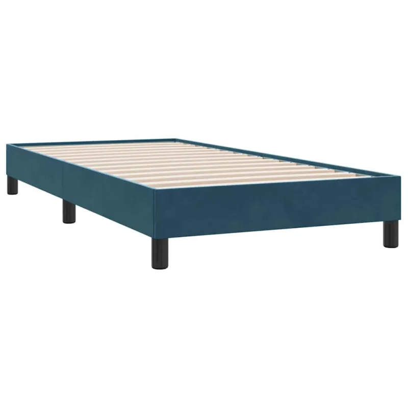 Box Spring Lova be čiužinio Tamsiai mėlyna 100x210 cm aksomas